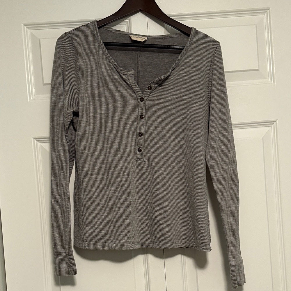 Universal Thread Charcoal Long Sleeve Henley Top